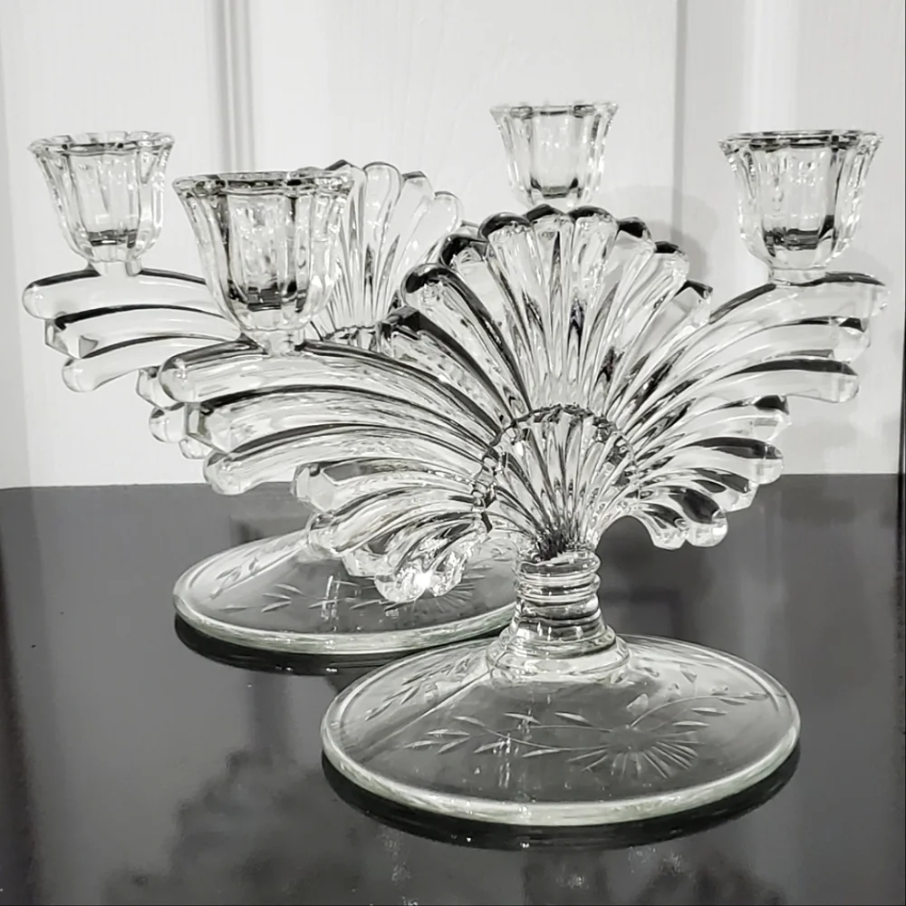 (2) 1930s "Pattern 221-2/Maya"  2 Light Candlesticks ✨️by Paden City Glass EUC - Picture 8 of 9